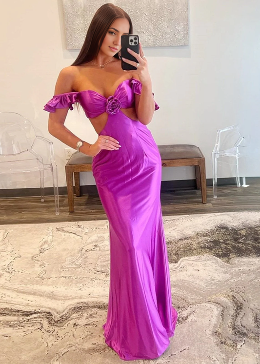 Evening Dress Flutter Sleeve Cutout Mermaid Fitted Gown Lace up Backless Exquisite Sexy Charming Formal Women's Dresses