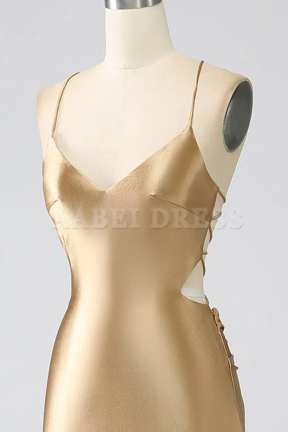 Prom Dress Mermaid Cultivate oneself Spaghetti Straps Backless Satin Long with Lace-up Back Elegant Simple Formal Wear Dresses