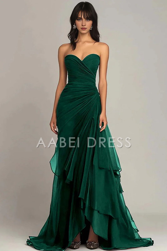 AABEI DRESS Prom Dress Gorgeous Mermaid Sweetheart Pleated Irregular Long With Ruffles Elegant Formal Dress
