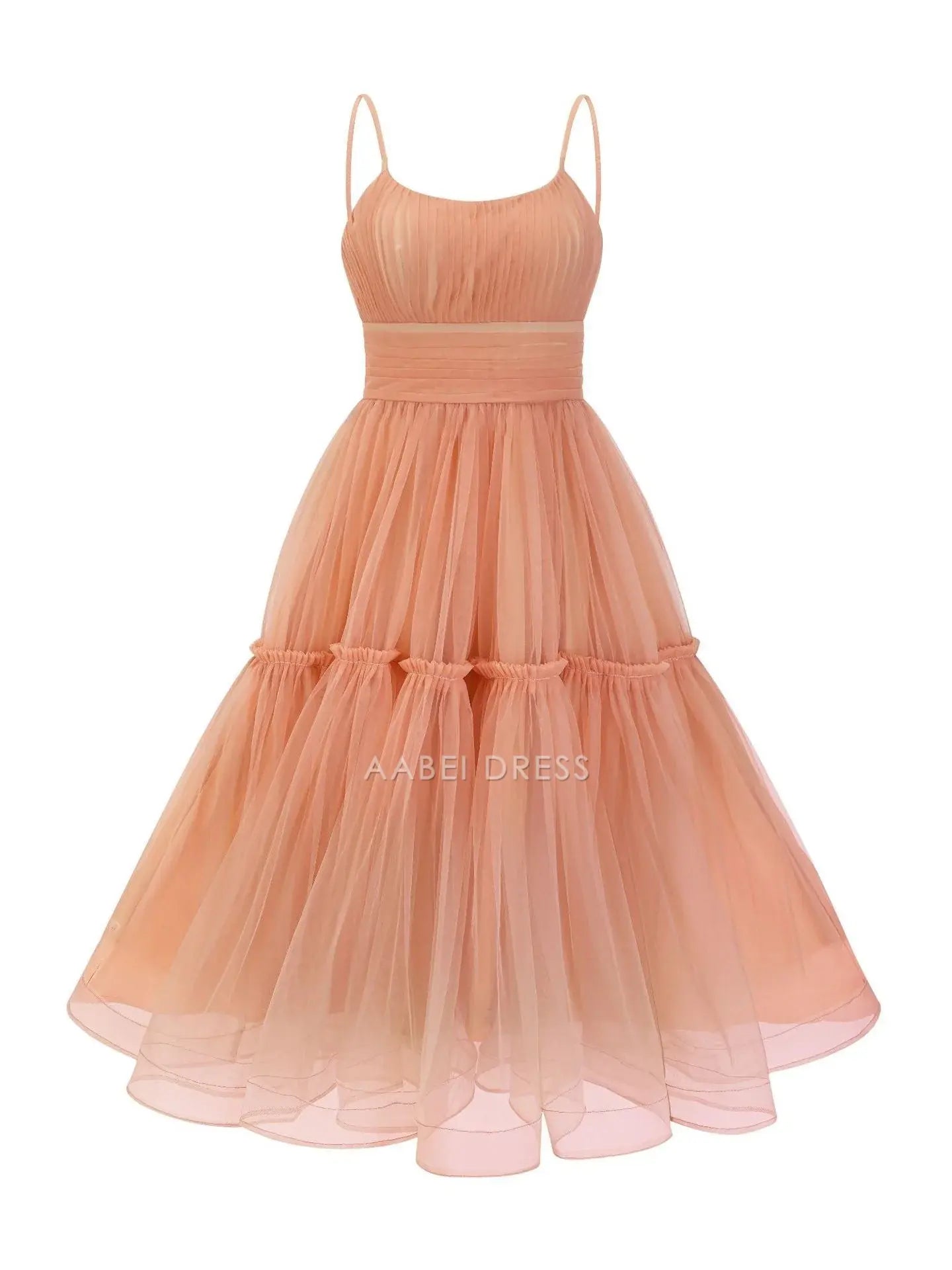 AABEI DRESS Party Dress Elegant A-Line Spaghetti Straps Ruched Fashion Prom Dress