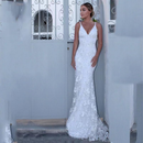 Wedding Dress Lace Applique Spaghetti Straps Mermaid V Neck Open Back Bodycon Long Bridal Gown Formal Women's Dresses