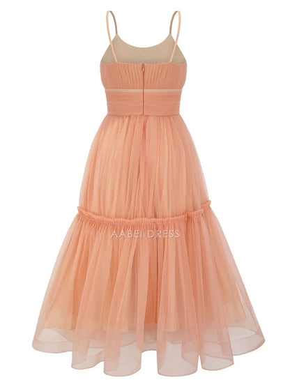 AABEI DRESS Party Dress Elegant A-Line Spaghetti Straps Ruched Fashion Prom Dress