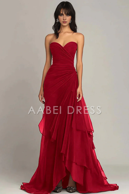 AABEI DRESS Prom Dress Gorgeous Mermaid Sweetheart Pleated Irregular Long With Ruffles Elegant Formal Dress