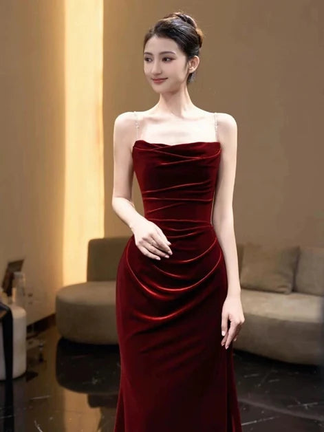 Elegant Mermaid Strapless Draped Zip Long Bridesmaid Gown