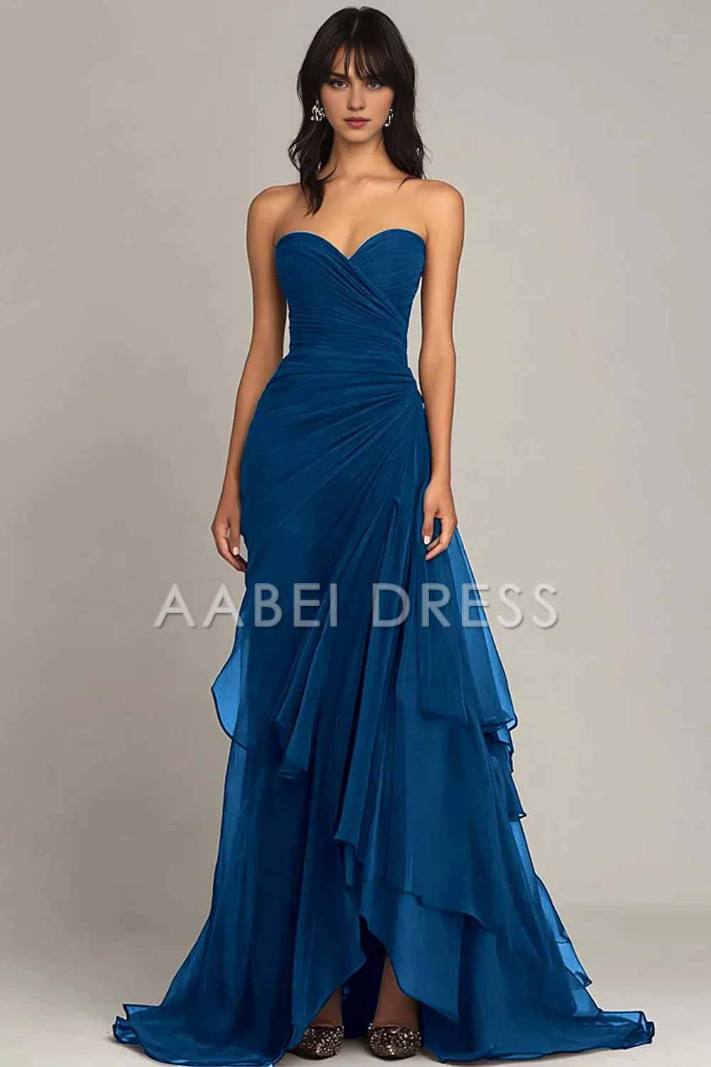 AABEI DRESS Prom Dress Gorgeous Mermaid Sweetheart Pleated Irregular Long With Ruffles Elegant Formal Dress