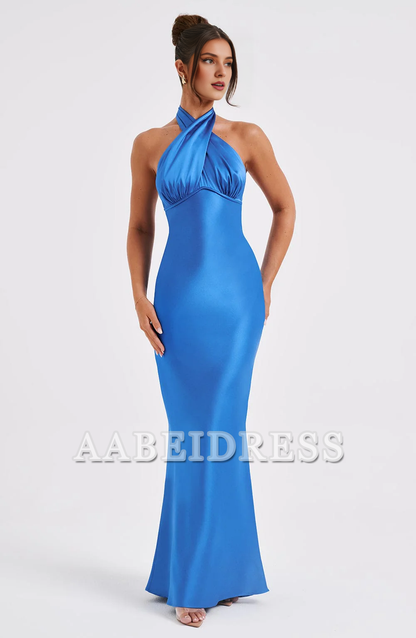 Formal Wear Dresses Prom Dresses Elegant Mermaid Halter Sleeveless Backless Sheath Dresses High Quality Wedding Guests Dresses