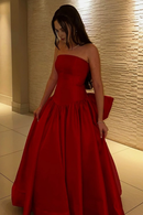 AABEI DRESS Prom Dress Charming A Line Strapless Long With Bowknot Exquisite Formal Dress