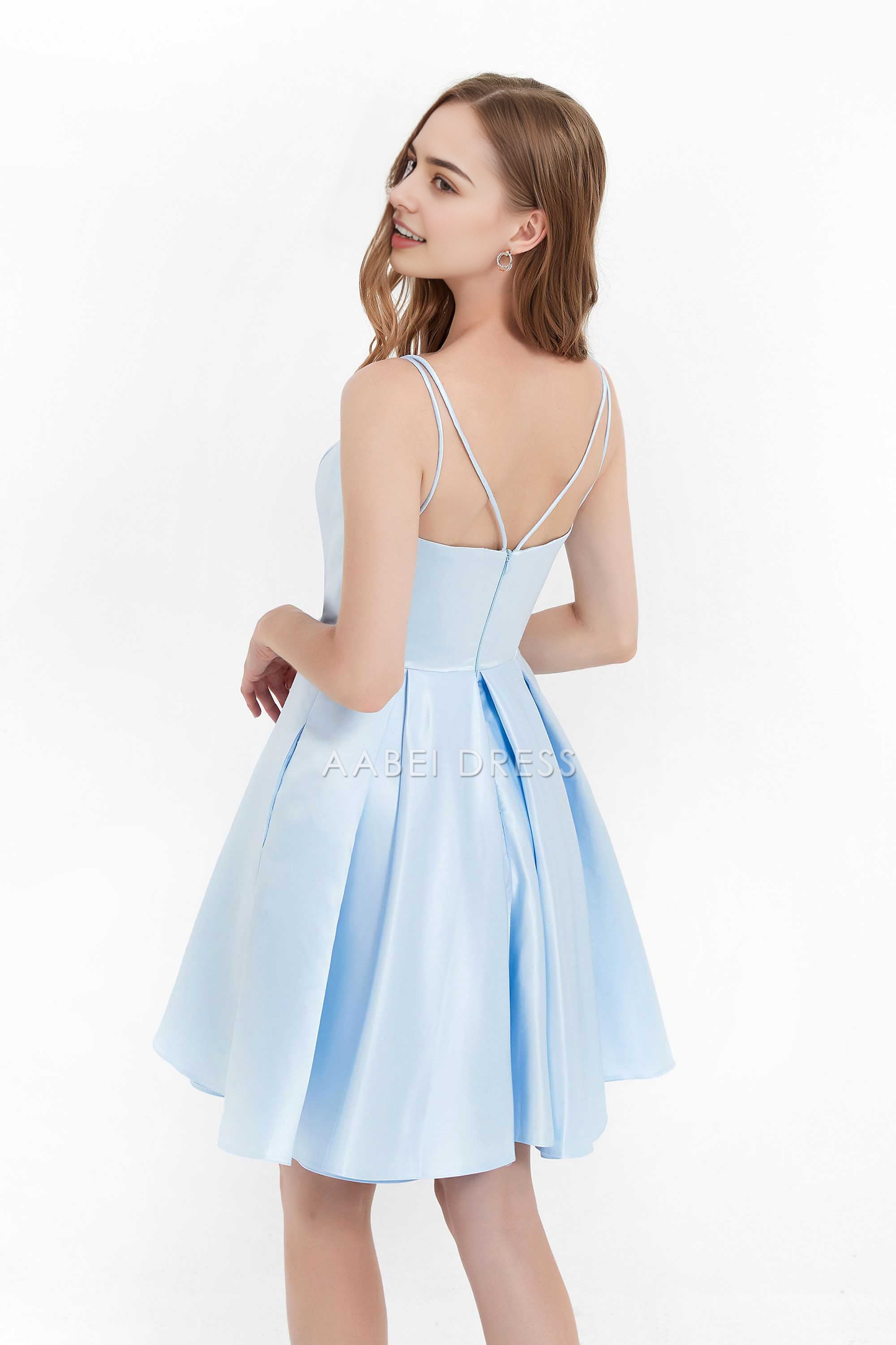 AABEI DRESS Short Dress Elegant A Line V Neck Spaghetti Strap Backless Princess Simple New Homecoming Dress
