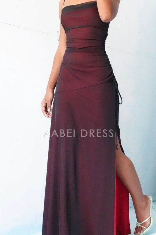 AABEI DRESS Prom Dress Elegant Sheath Spaghetti Straps Side Fork Long Charming Formal Dress