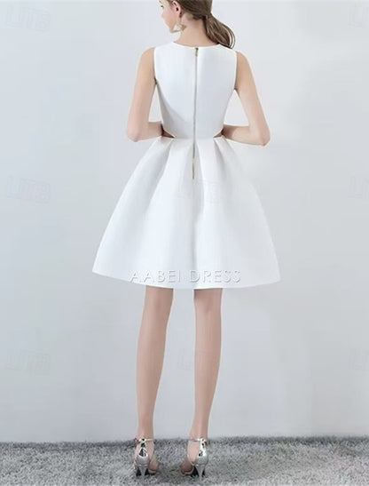 AABEI DRESS New Homecoming Dress Elegant A-Line Boat Neck Formal Wedding Guest Sleeveless Pleats Hollow Out Short Prom Dresse