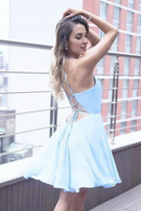 AABEI DRESS New Homecoming Dress A-Line Halter Backless Criss-Cross Straps Chiffon Pleats Sexy Short Prom Dress