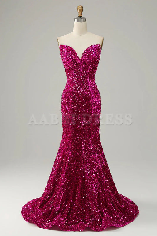 Prom Dress Mermaid Cultivate oneself Sweetheart Neck Sequined Sweep Train Charming Formal Wear Dresses
