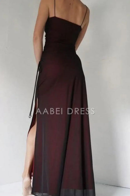 AABEI DRESS Prom Dress Elegant Sheath Spaghetti Straps Side Fork Long Charming Formal Dress