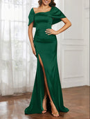 AABEI DRESS Mermaid Strapless Sweep Train Gown Side Fork Detachable shawl Fashion Evening Dress
