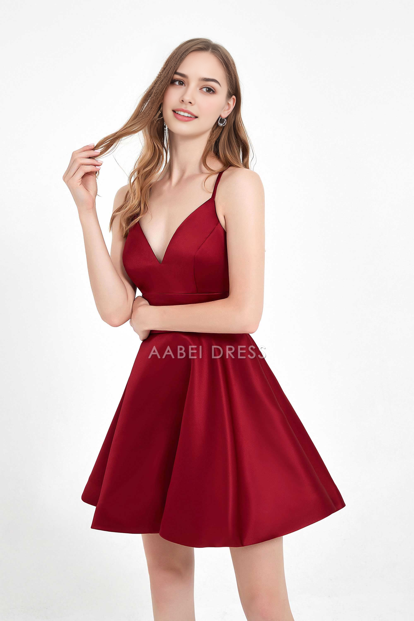 AABEI DRESS Short Dress Fashion A Line V Neck Spaghetti Straps Backless Elegant Simple New Homecoming Dress