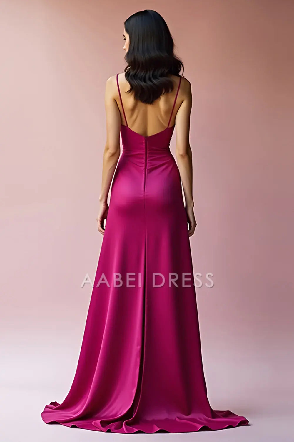 AABEI DRESS Hot Sale Prom Dress Charming A Line Deep V Neck Spaghetti Strap Backless Long With Slit Formal Dress