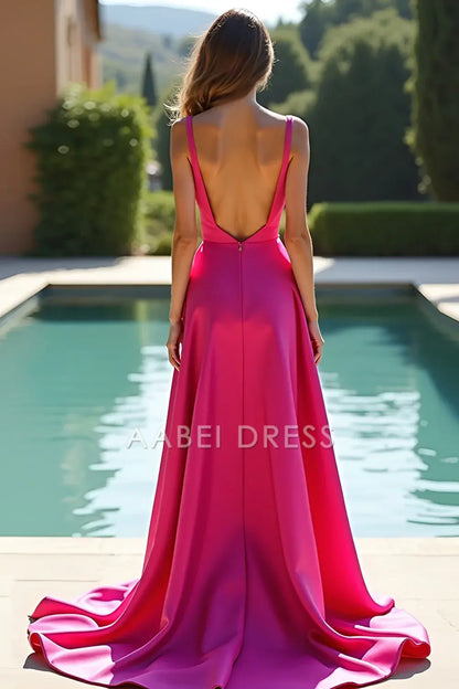 AABEI DRESS Hot Sale Prom Dress Fashion A Line Spaghetti Strap Sweetheart Backless Long With Slit Formal Dress
