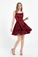 AABEI DRESS Short Dress Fashion A Line Round Neck Spaghetti Straps Backless Double-Layer Ruched Simple New Homecoming Dress