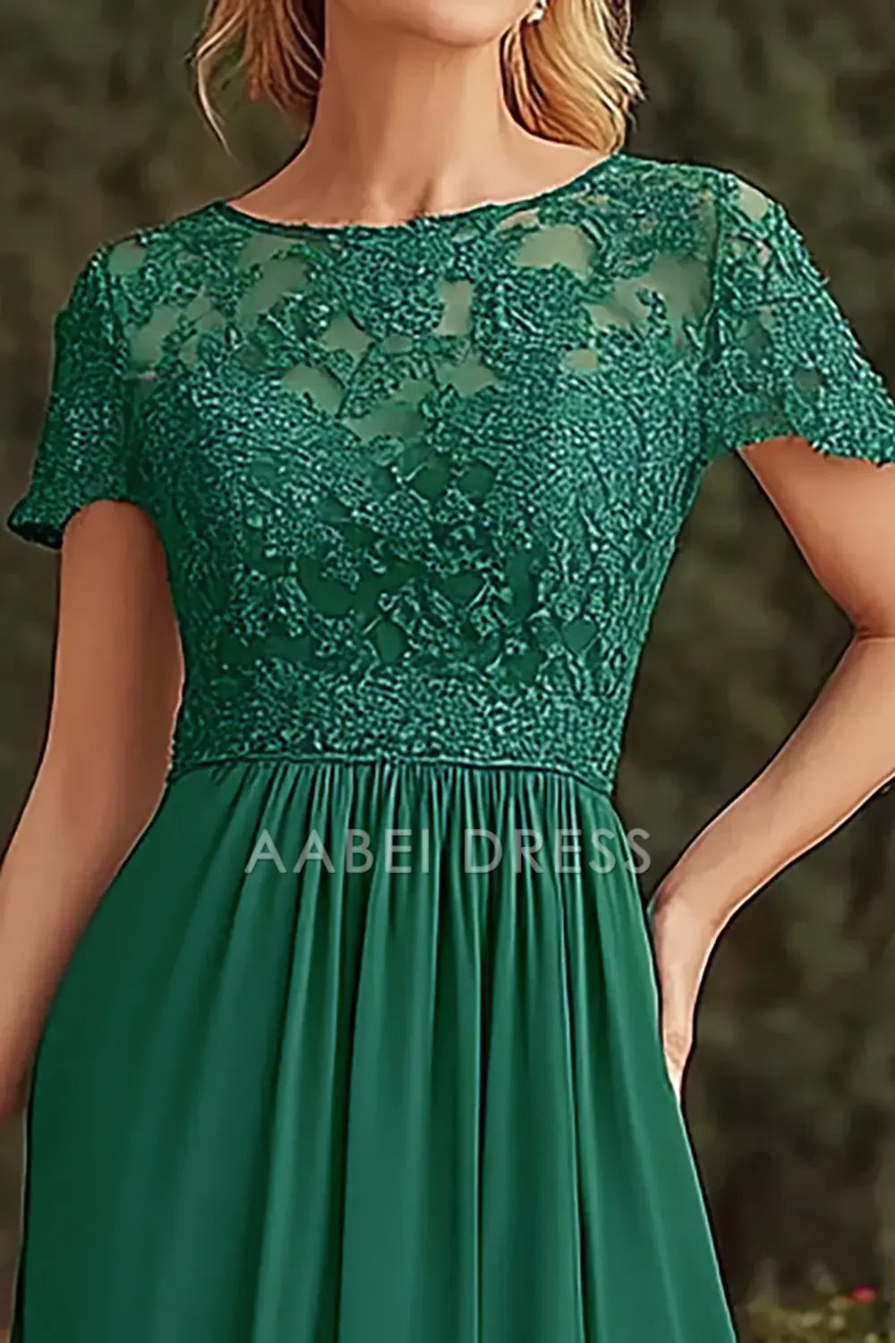 AABEI DRESS Mother Of The Bride Dress A Line Scoop Lace Appliques Ruched Retro Long Formal Wear Dresse