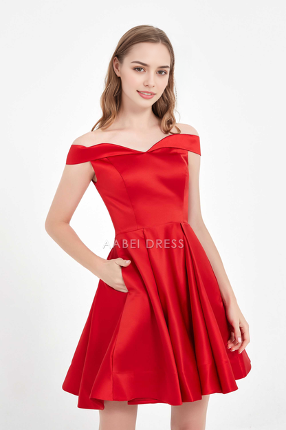 AABEI DRESS Short Dress Fashion Elegant A Line Off The Shoulder Sweetheart Simple Temperament New Homecoming Dress