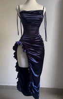 AABEI DRESS Party Dress Sexy Mermaid Ruffles Spaghetti Strap Open Back Charming Prom Dress