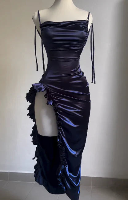 AABEI DRESS Party Dress Sexy Mermaid Ruffles Spaghetti Strap Open Back Charming Prom Dress