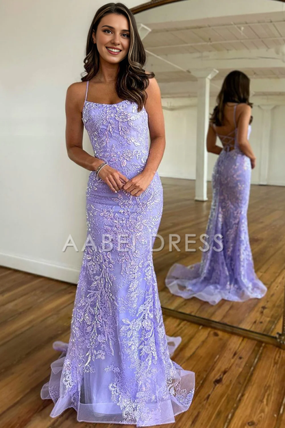 AABEI DRESS Prom Dress Sweet Spaghetti Straps Backless Lace Up Long Corset With Appliques Luxury Formal Dress