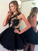 AABEI DRESS New Homecoming Dress A-line Chiffon Backless Cocktail Dress Lace Appliques Charming Short Prom Dress