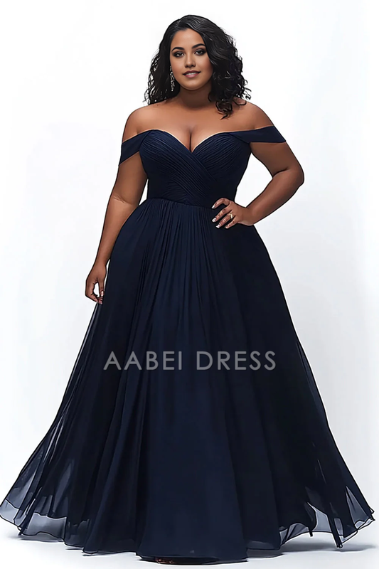 AABEI DRESS Hot Sale Prom Dress A Line Off The Shoulder Sweetheart Pleated Plus Size Elegant Formal Dress