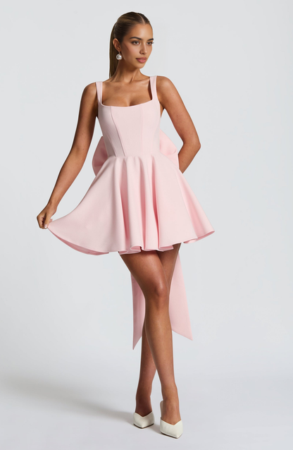 AABEI DRESS Hot Sale Homecoming Dress Fashion A Line Square Neckline Boning Bodice Adjustable Shoulder Straps Backless Bow Mini Dress Cute Short Prom Dresse