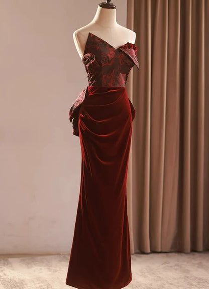 Vintage Mermaid Strapless Sweetheart Lace Up Long Bridesmaid Gown