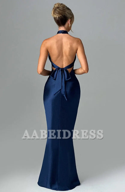 Formal Wear Dresses Prom Dresses Elegant Mermaid Halter Sleeveless Backless Sheath Dresses High Quality Wedding Guests Dresses