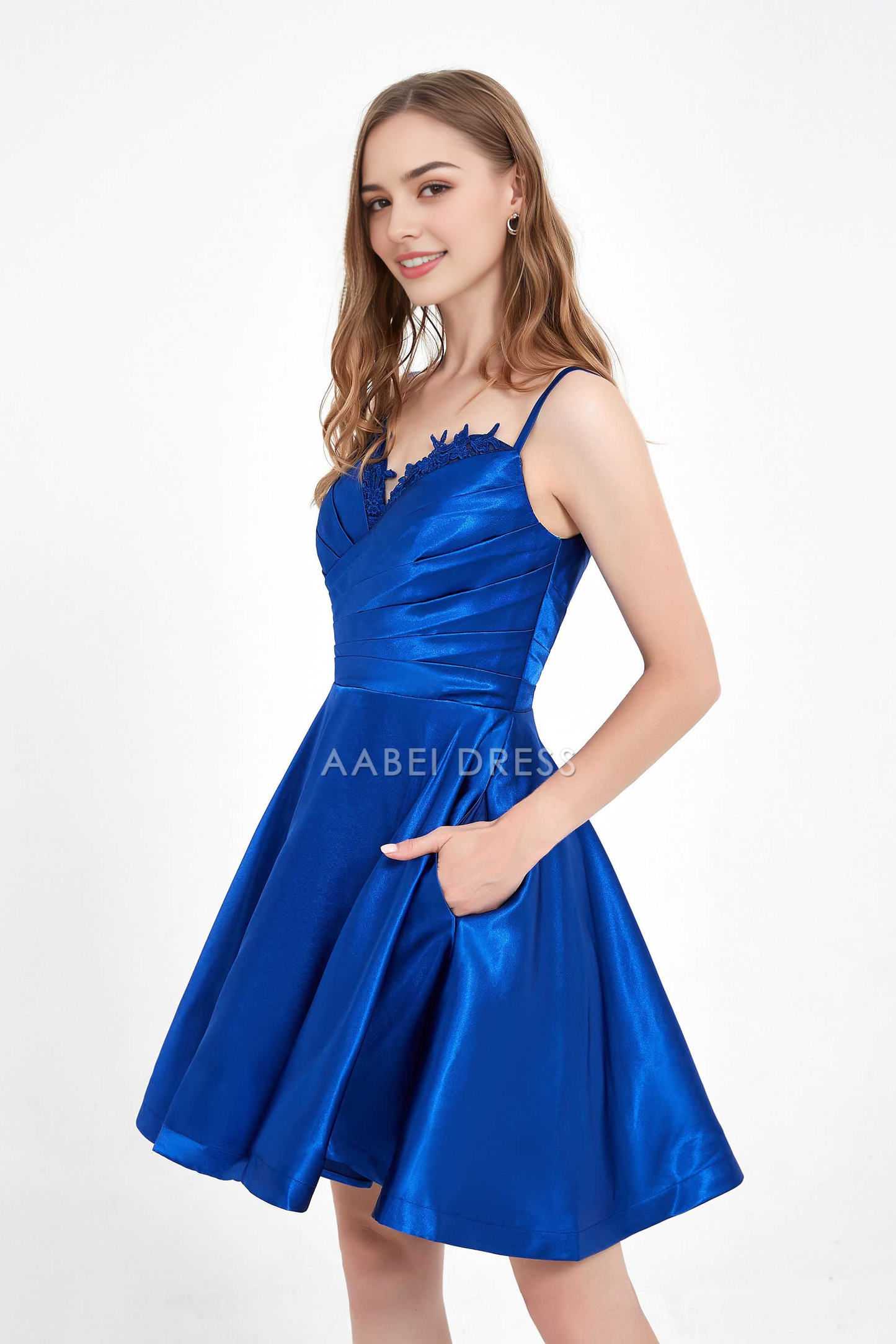 AABEI DRESS Short Dress Fashion Elegant A Line Spaghetti Strap Lace Sweetheart Applique Open Back Simple New Homecoming Dress