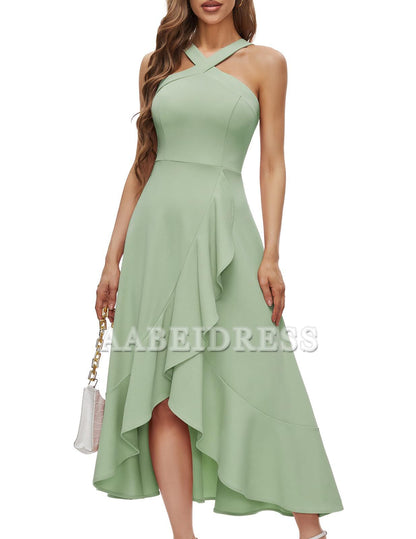 Prom Dress Halter Cocktail Dresses Wedding Bridesmaid Dress Ruffled Evening Party Dress Wedding Guest Dresses Formal Wear Dresses