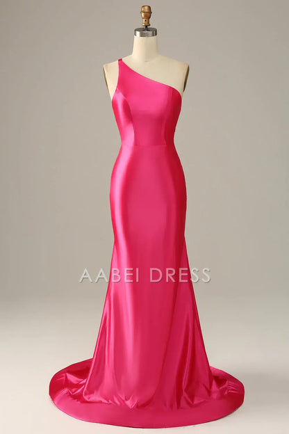 AABEI DRESS Hot Sale Prom Dress Elegant One Shoulder Mermaid Backless Sweep Train Formal Dress