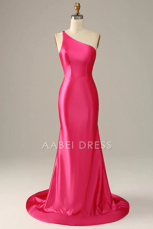AABEI DRESS Hot Sale Prom Dress Elegant One Shoulder Mermaid Backless Sweep Train Formal Dress