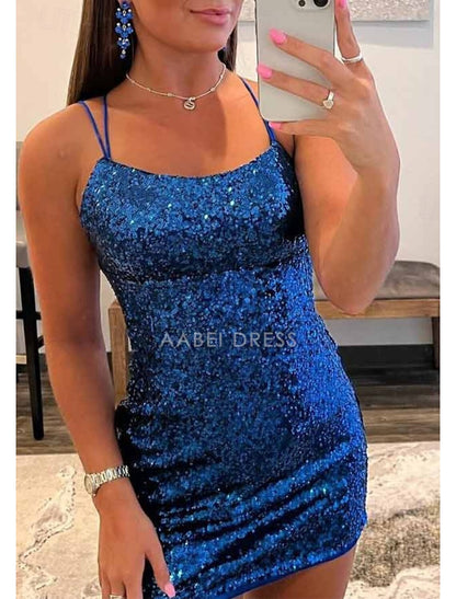 AABEI DRESS New Homecoming Dress Sheath Party Dress Graduation Sleeveless Sweetheart Backless with Criss Cross Sequin Strappy Short Prom Dresses