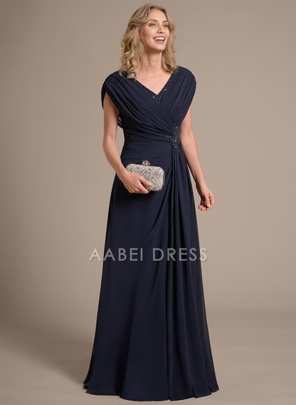 AABEI DRESS High Quality Mother of The Bride Dress A Line V Neck Chiffon Ruched Long Exquisite Modern Dresses Formal Dresses