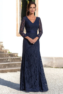AABEI DRESS Mother Of The Bride Dress Lace Sheath V-Neck Long Sleeves Exquisite Formal Wear Dresses