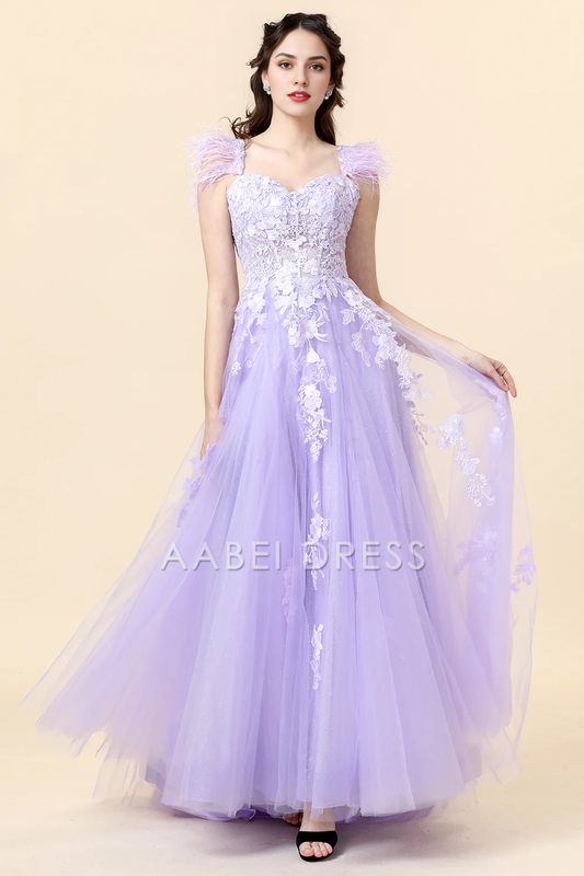AABEI DRESS Hot Sale Prom Dress Exquisite A Line Sweetheart Appliques Backless Fantastic Long Party Dress