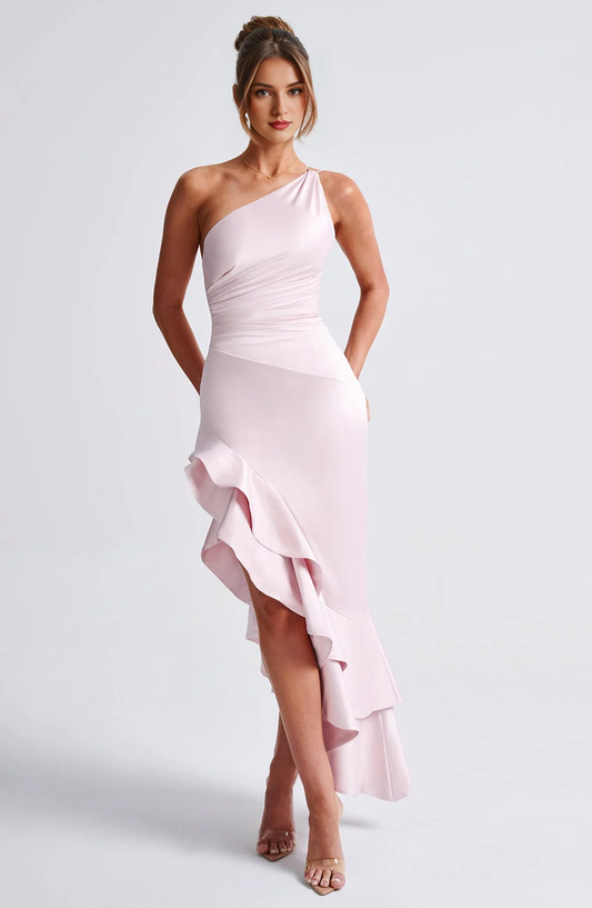 Formal Wear Dresses Prom Dresses Exquisite Double Frill Hem Gathered Shoulder Asymmetric Gathering Waist Unique Fashion Dresses Wedding Guests Dresses