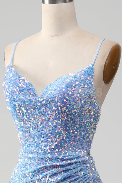 Prom Dress Mermaid Cultivate oneself Spaghetti Strap Side Fork Backless Sparkly Sequins Long Charming Formal Wear Dresses