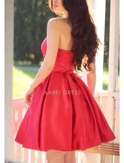 AABEI DRESS New Homecoming Dress Elegant A-Line Minimalist Dress Graduation Sleeveless Sweetheart Backless with Pleats Ruched Short Prom Dresses