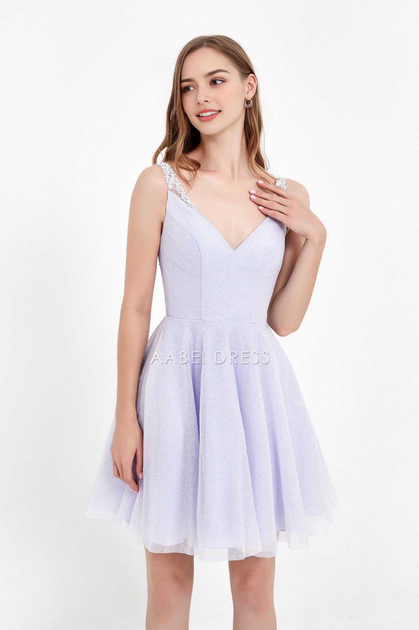 AABEI DRESS Short Dress Fashion A Line V-Neck Backless Glitter Tulle Charming New Homecoming Dress