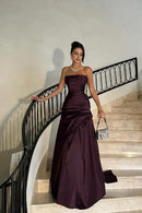 Glamorous Mermaid Strapless Sleeveless With Pleated Backless Wonderful Long Affordable Prom Dress