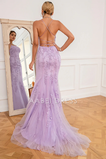 AABEI DRESS Hot Sale Prom Dress Charming Mermaid Spaghetti Strap Backless Long With Exquisite Appliques Formal Dress