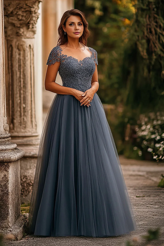 AABEI DRESS Mother Of The Bride Dress A Line Tulle Appliques Long Retro Formal Wear Dresses