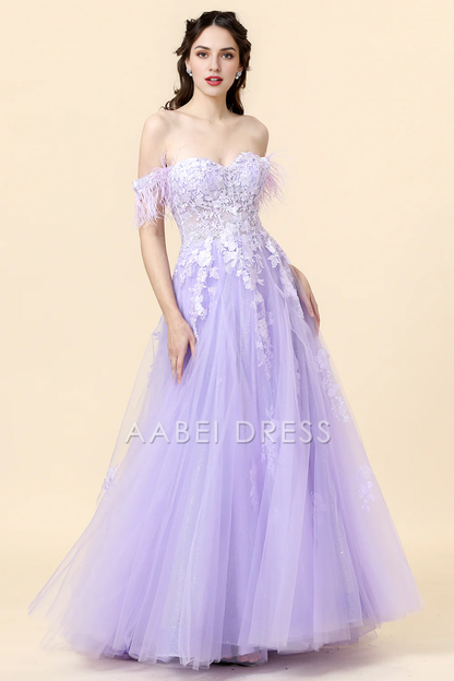 AABEI DRESS Hot Sale Prom Dress Exquisite A Line Sweetheart Appliques Backless Fantastic Long Party Dress