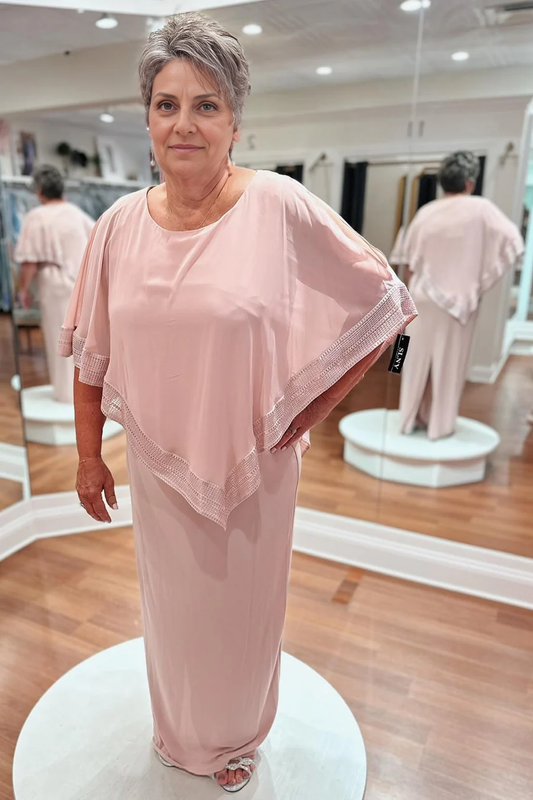 AABEI DRESS High Quality Mother of The Bride Dress Chiffon Two-Piece with Cape Elegant Dress Formal Dress