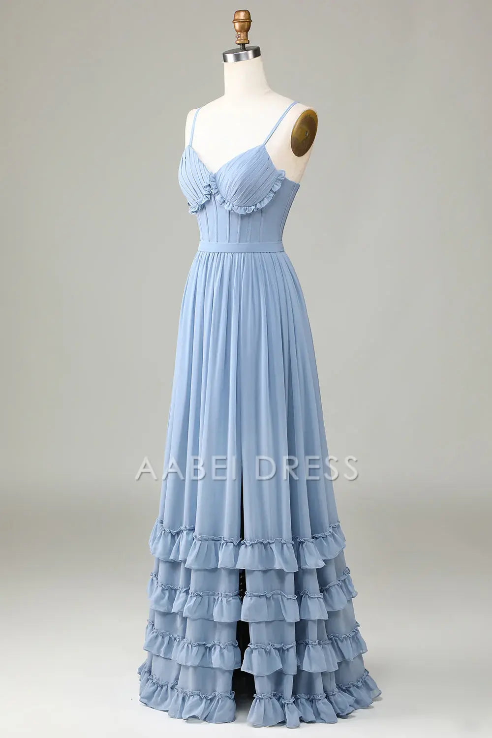 AABEI DRESS Hot Sale Prom Dress Elegant A Line Corset Spaghetti Straps Criss Cross Back Ruched Long Party Dress